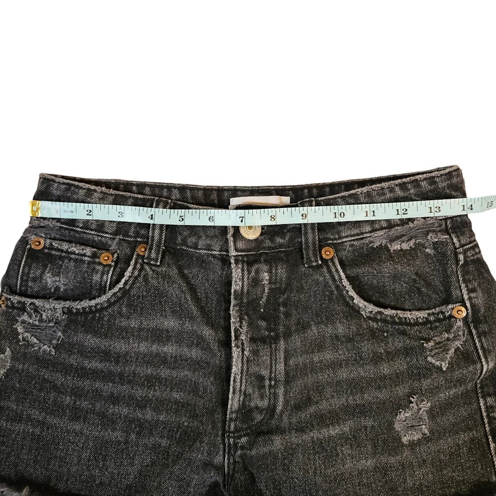 Zara Distressed Jean Cut Off Shorts, Black, US Size 2 - Picture 9 of 11